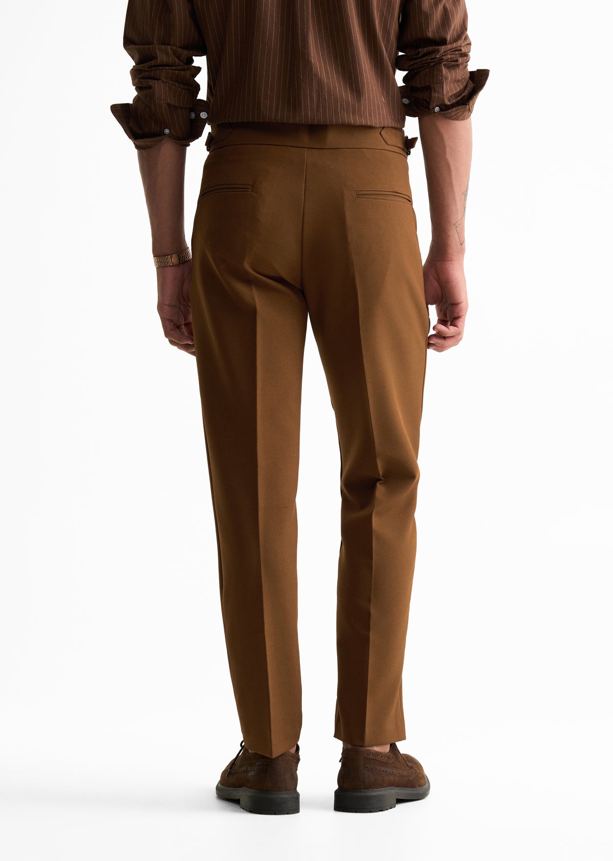 Terracotta Brown Pleated Gurkha Pant