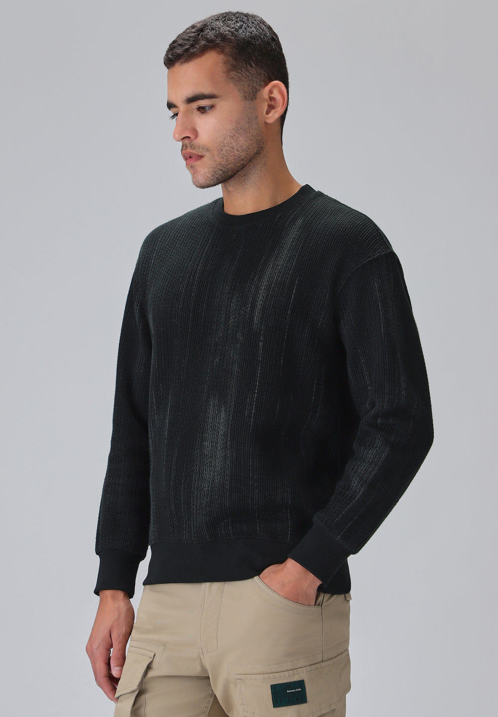 Textured Knit Grey Sweatshirt