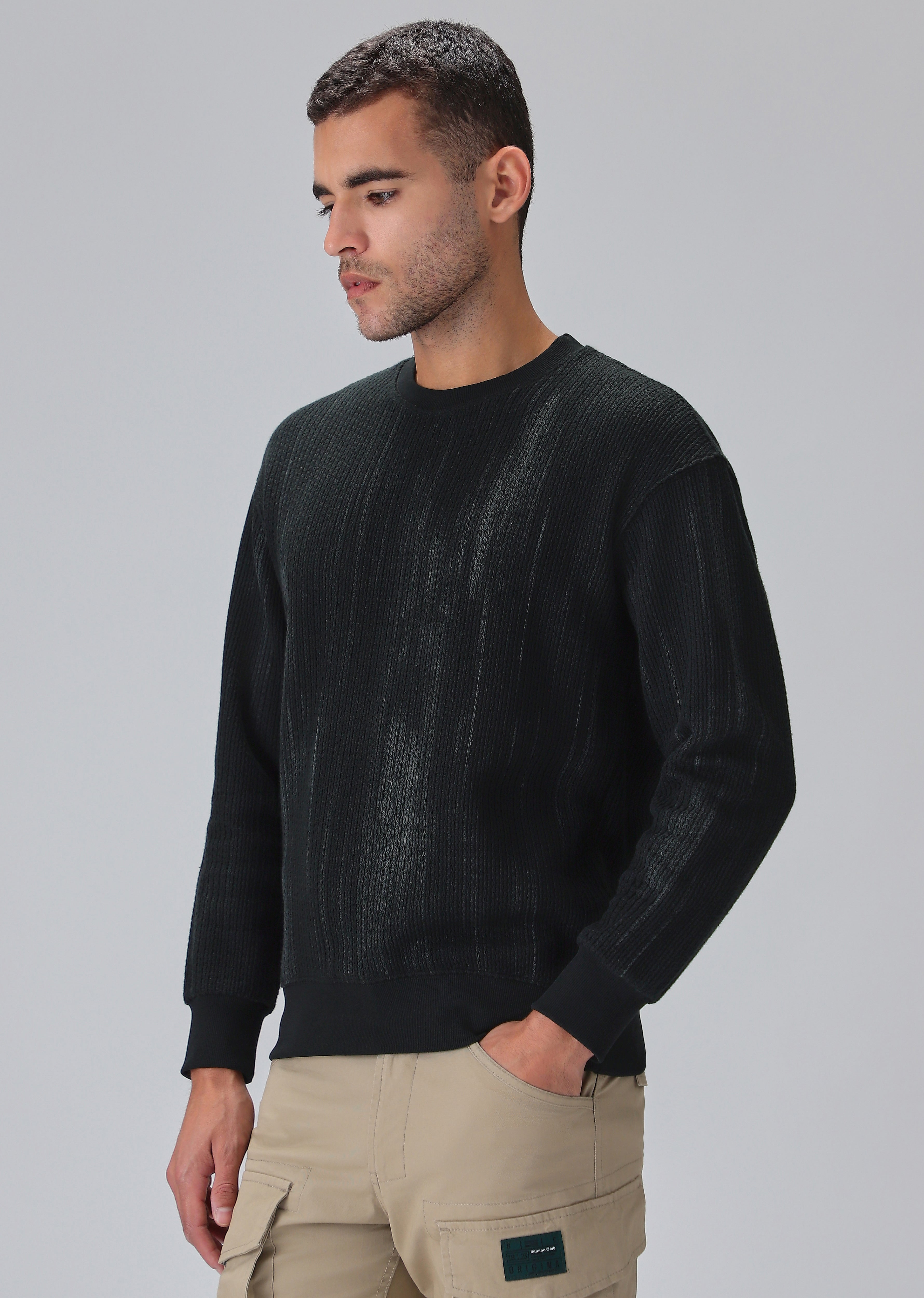 Textured Knit Grey Sweatshirt