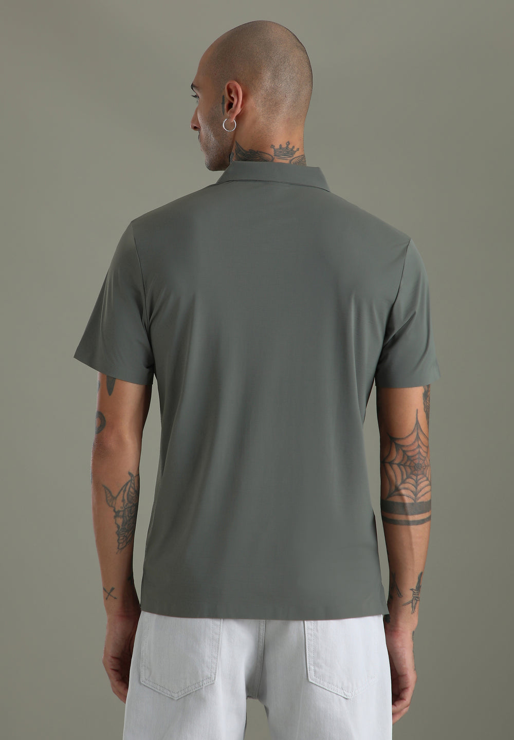 Textured Grey Stitchless Polo T-shirt