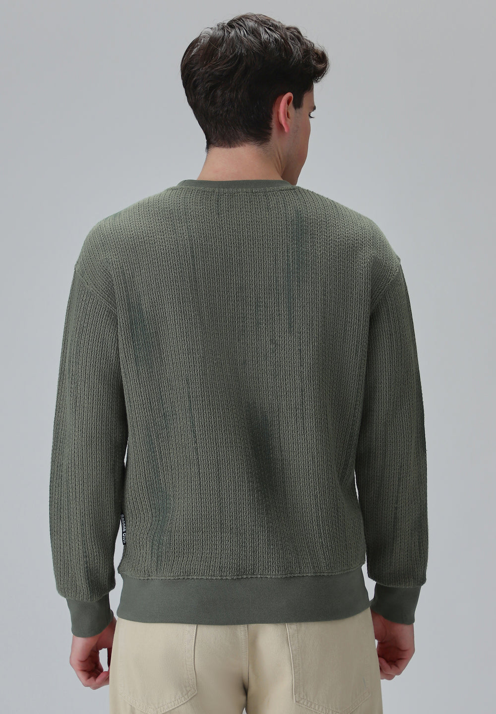 Textured Knit Green Sweatshirt