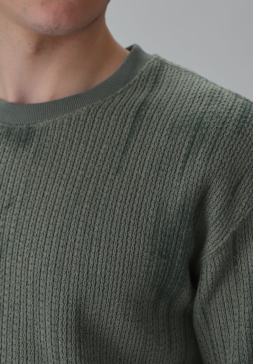 Textured Knit Green Sweatshirt