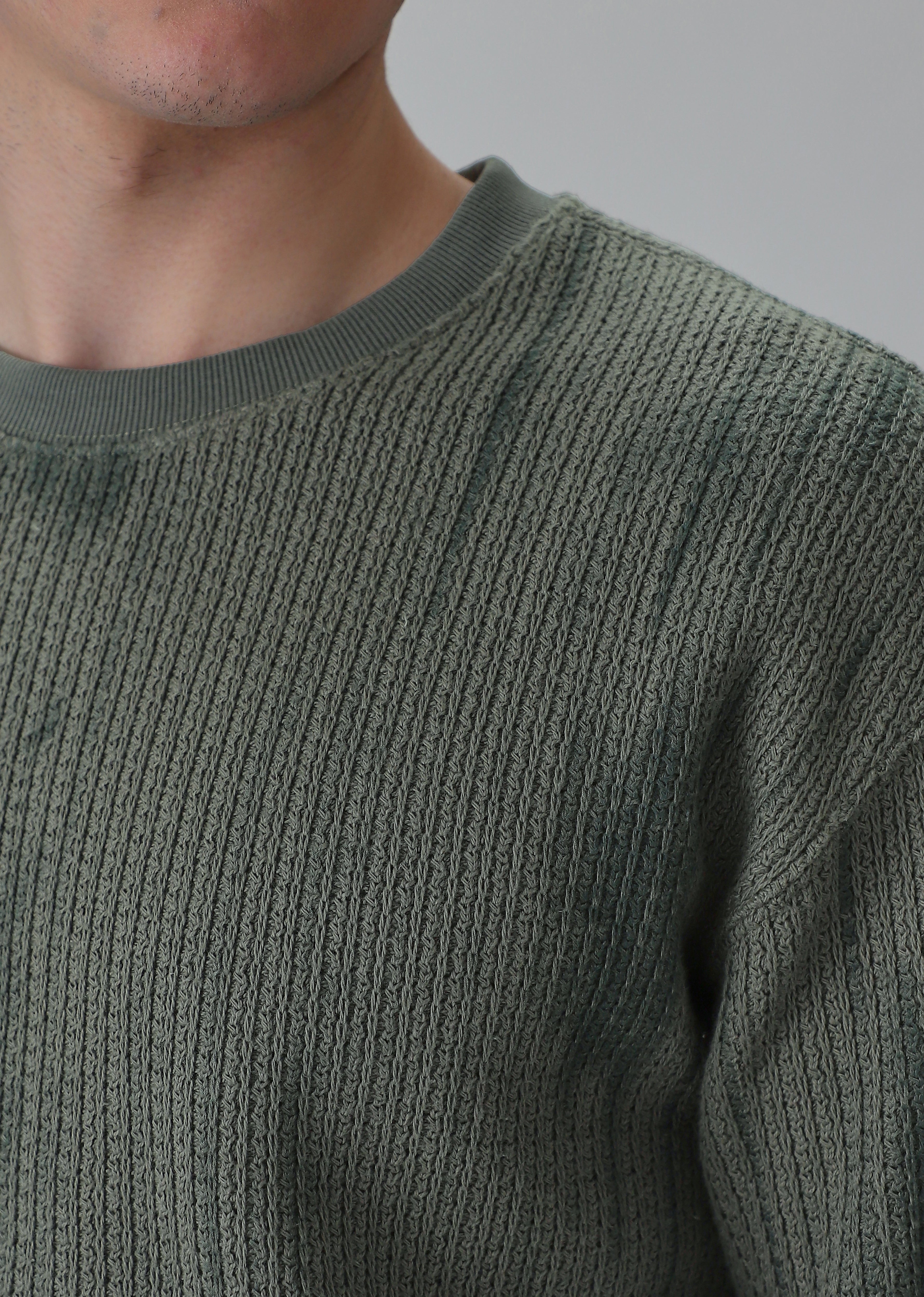 Textured Knit Green Sweatshirt