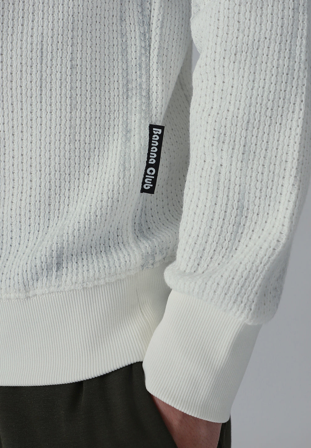 Textured Knit White Sweatshirt
