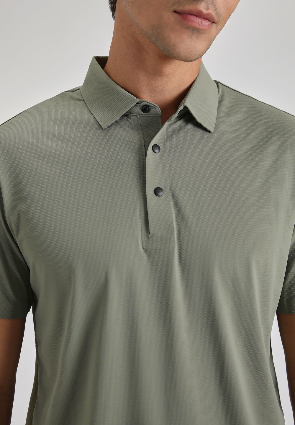 Textured Olive Stitchless Polo T-shirt
