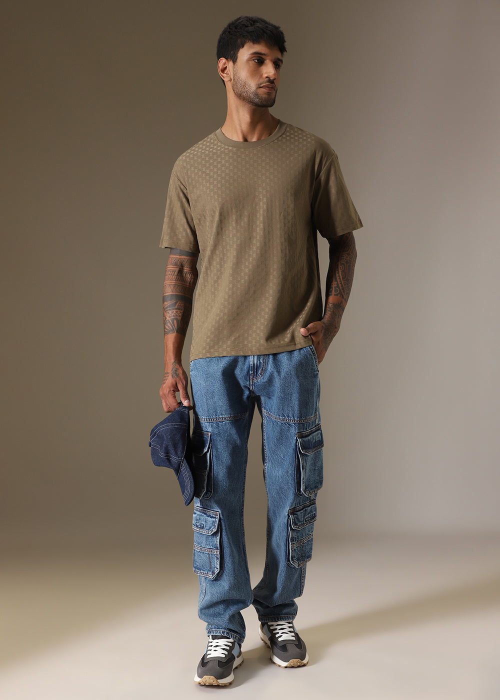 Olive Texture Oversized T-shirt