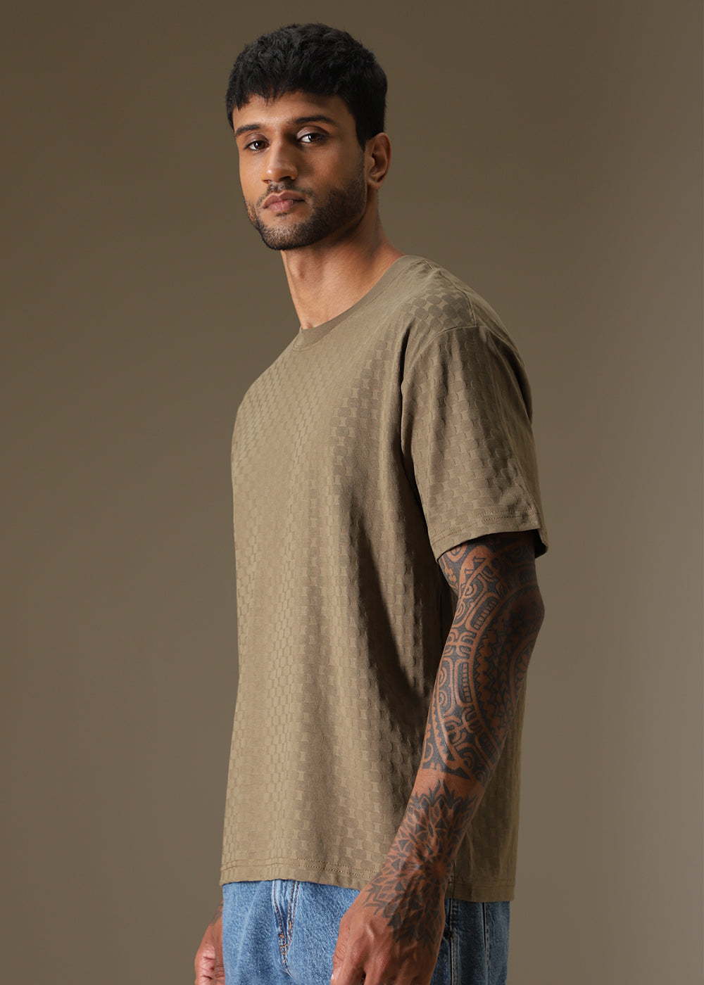 Olive Texture Oversized T-shirt