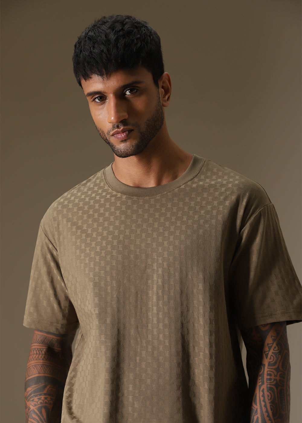 Olive Texture Oversized T-shirt