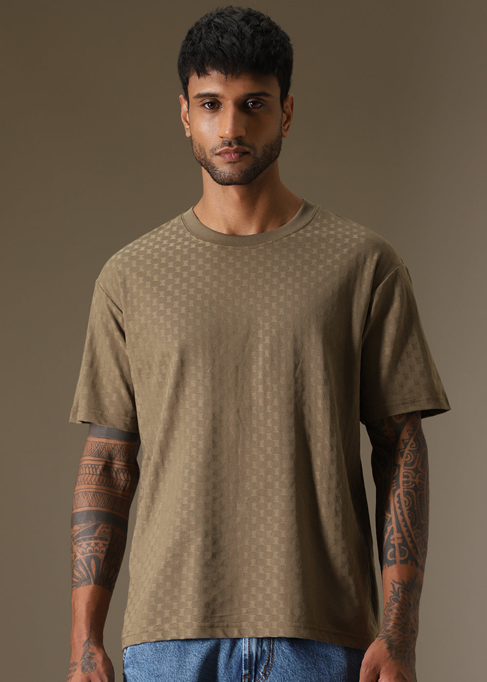 Olive Texture Oversized T-shirt