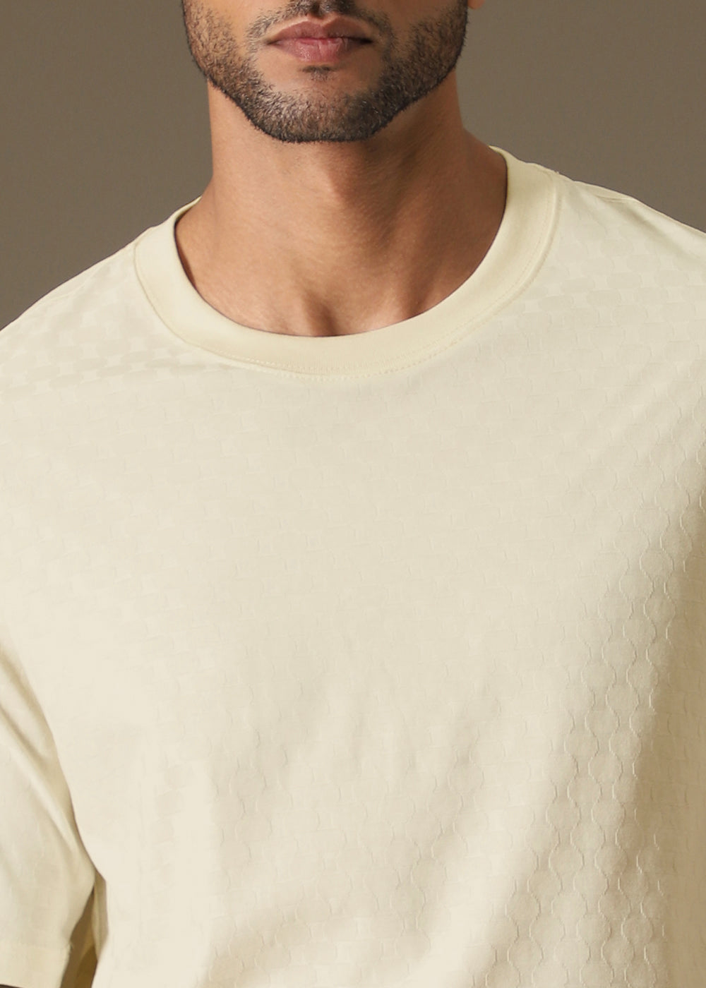 Textured Cream Oversized T-shirt