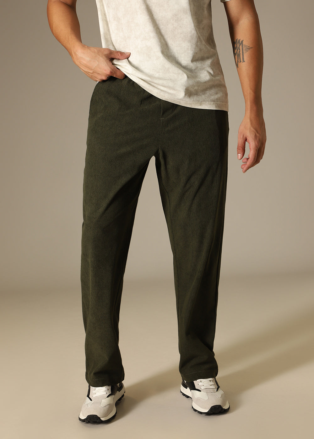 Pine Green Thin Corduroy Pant
