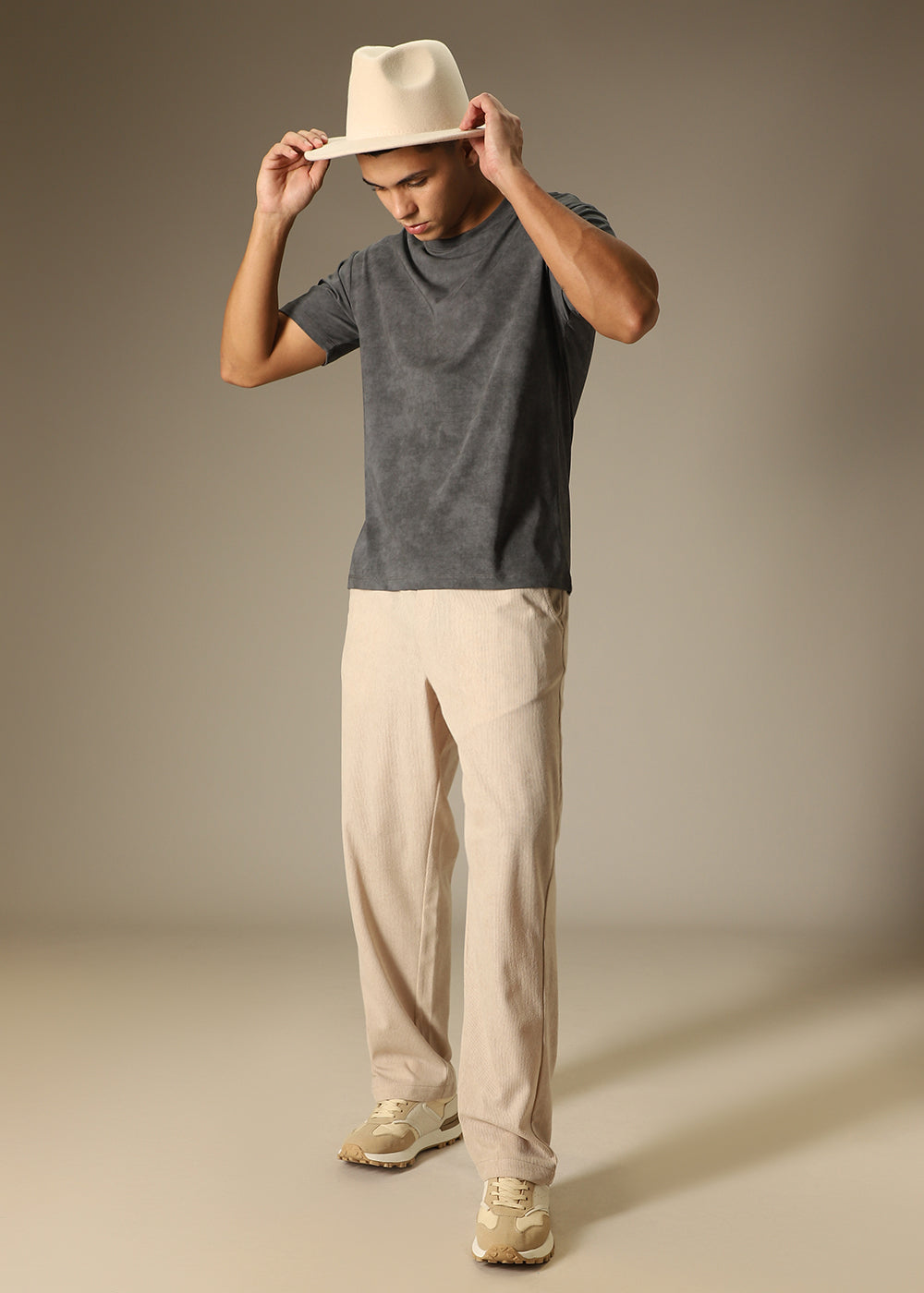 Cream Beige Thin Corduroy Pant