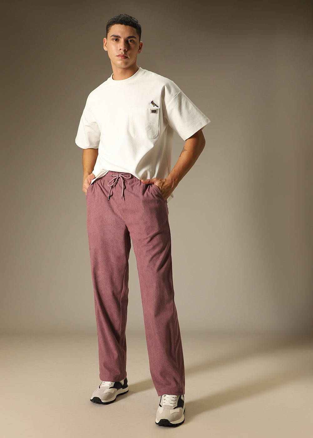 Nude Pink Thin Corduroy Pant