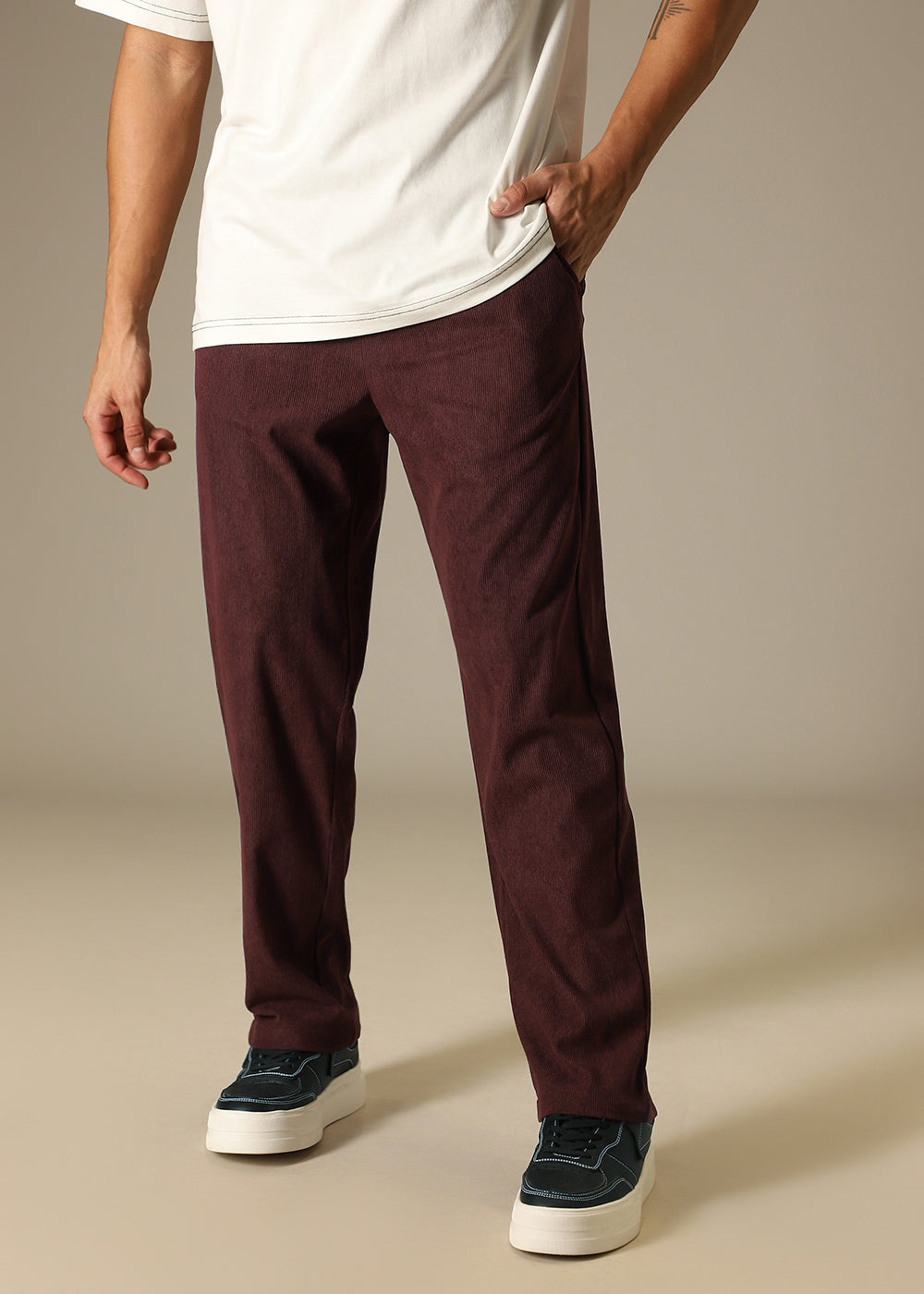 Maroon Thin Corduroy Pant