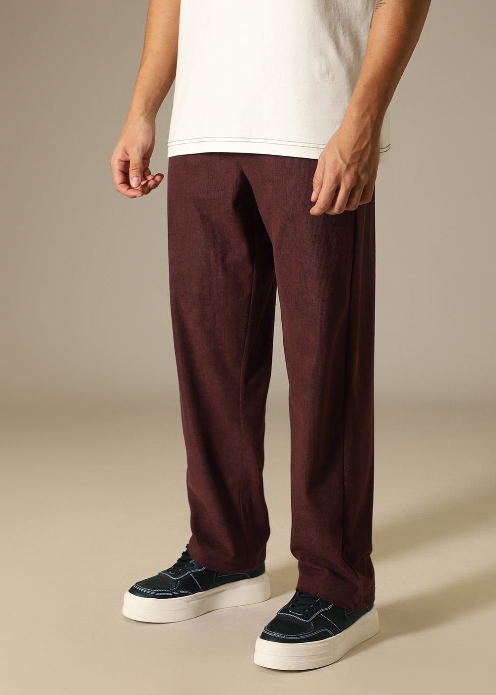 Maroon Thin Corduroy Pant