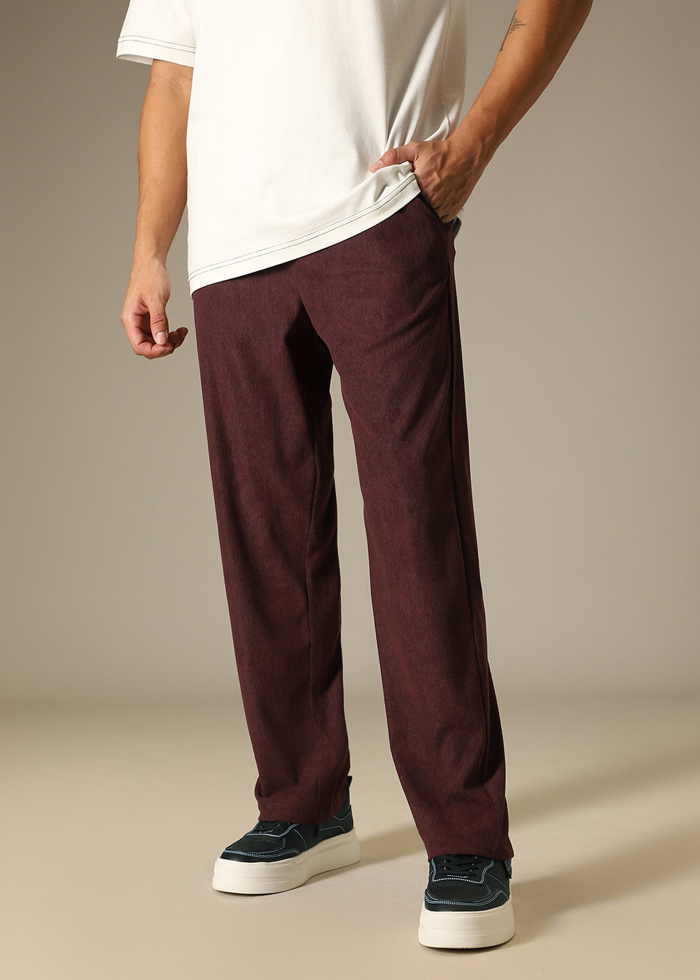 Maroon Thin Corduroy Pant