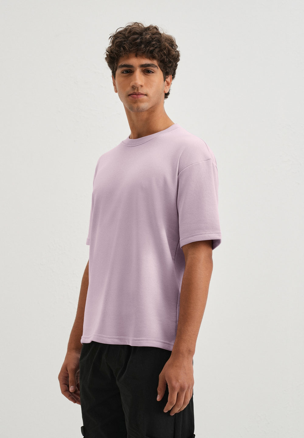 Thistle Violet Plain Oversized Basic T-shirt