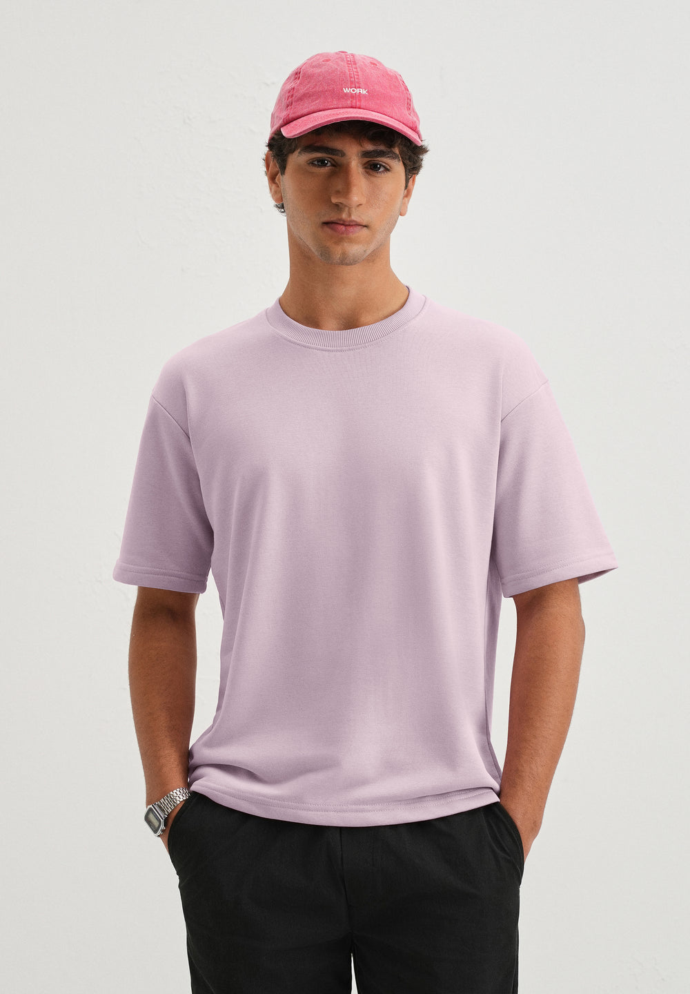 Thistle Violet Plain Oversized Basic T-shirt