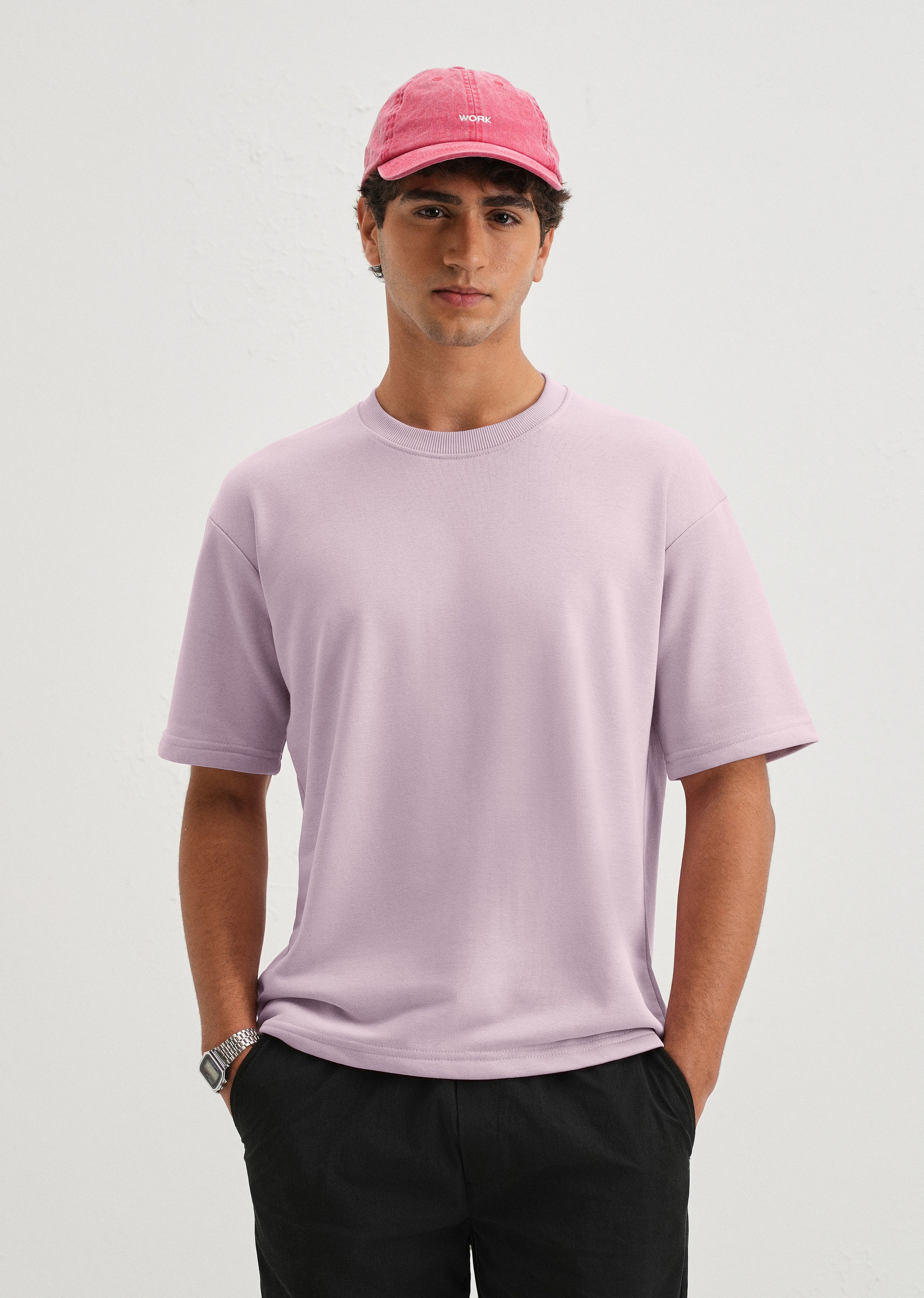Thistle Violet Plain Oversized Basic T-shirt