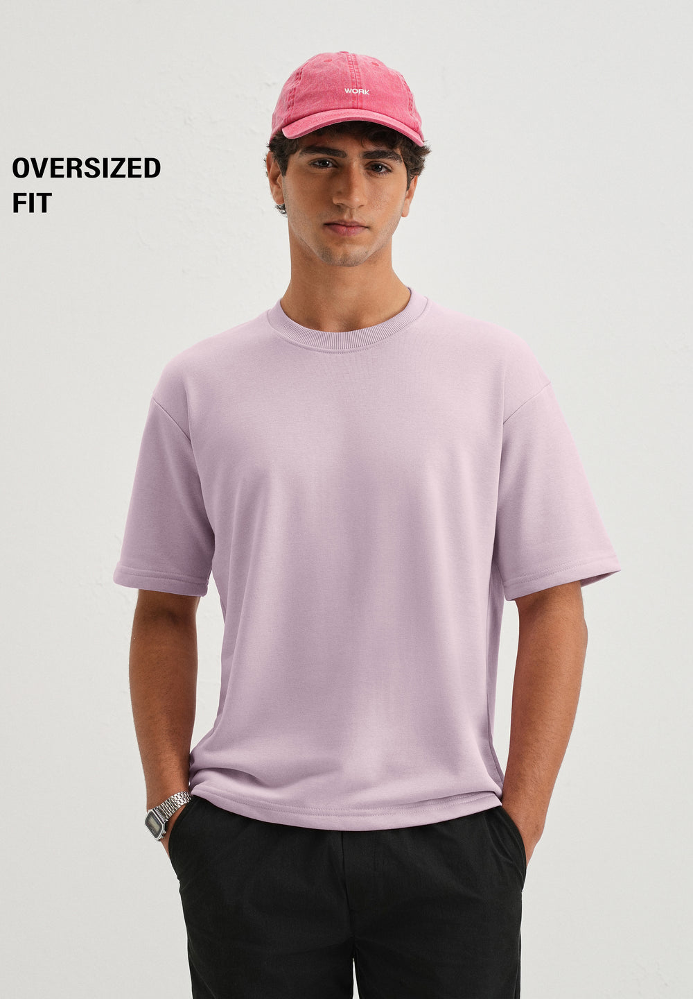 Thistle Violet Plain Oversized Basic T-shirt