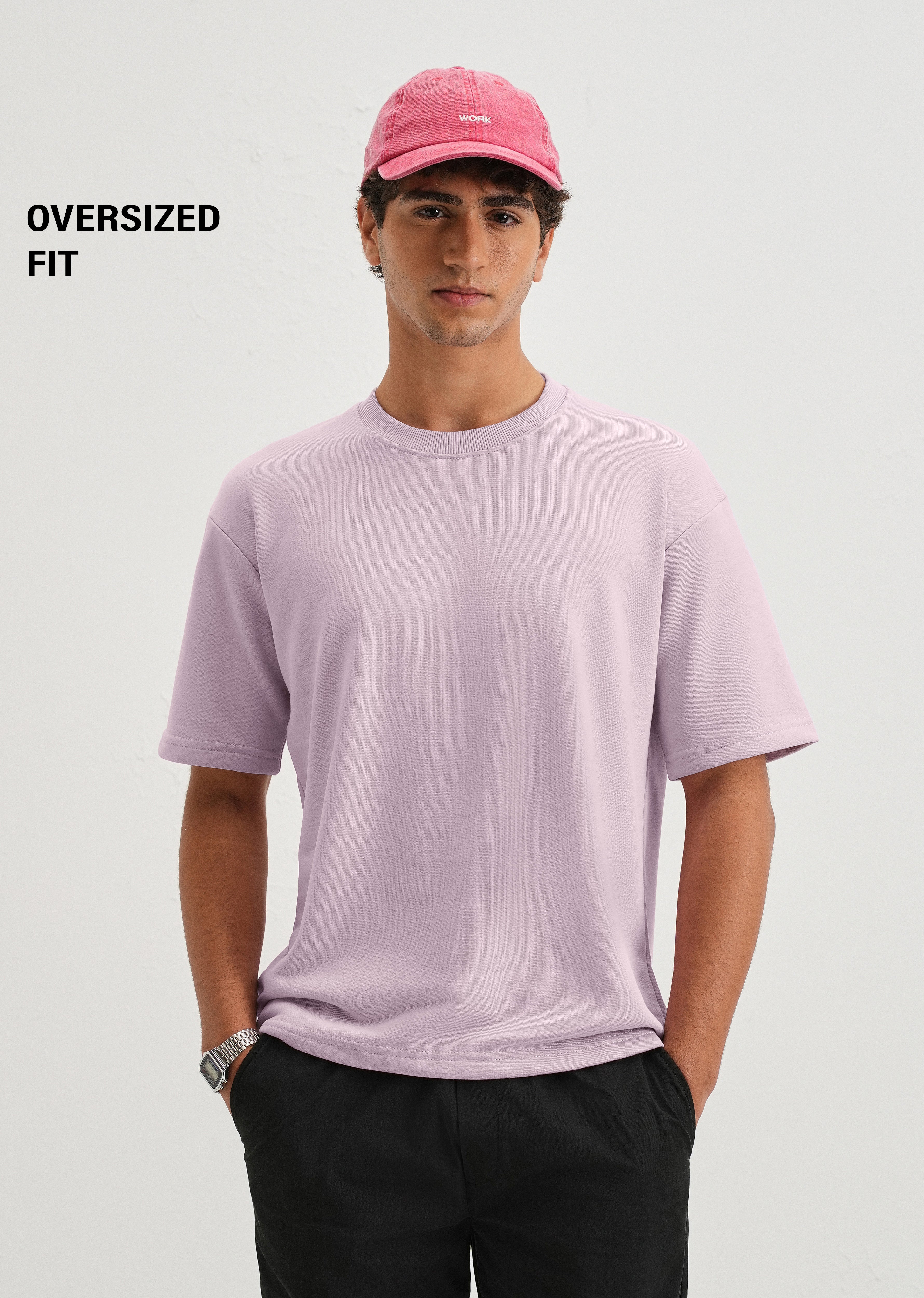 Thistle Violet Plain Oversized Basic T-shirt