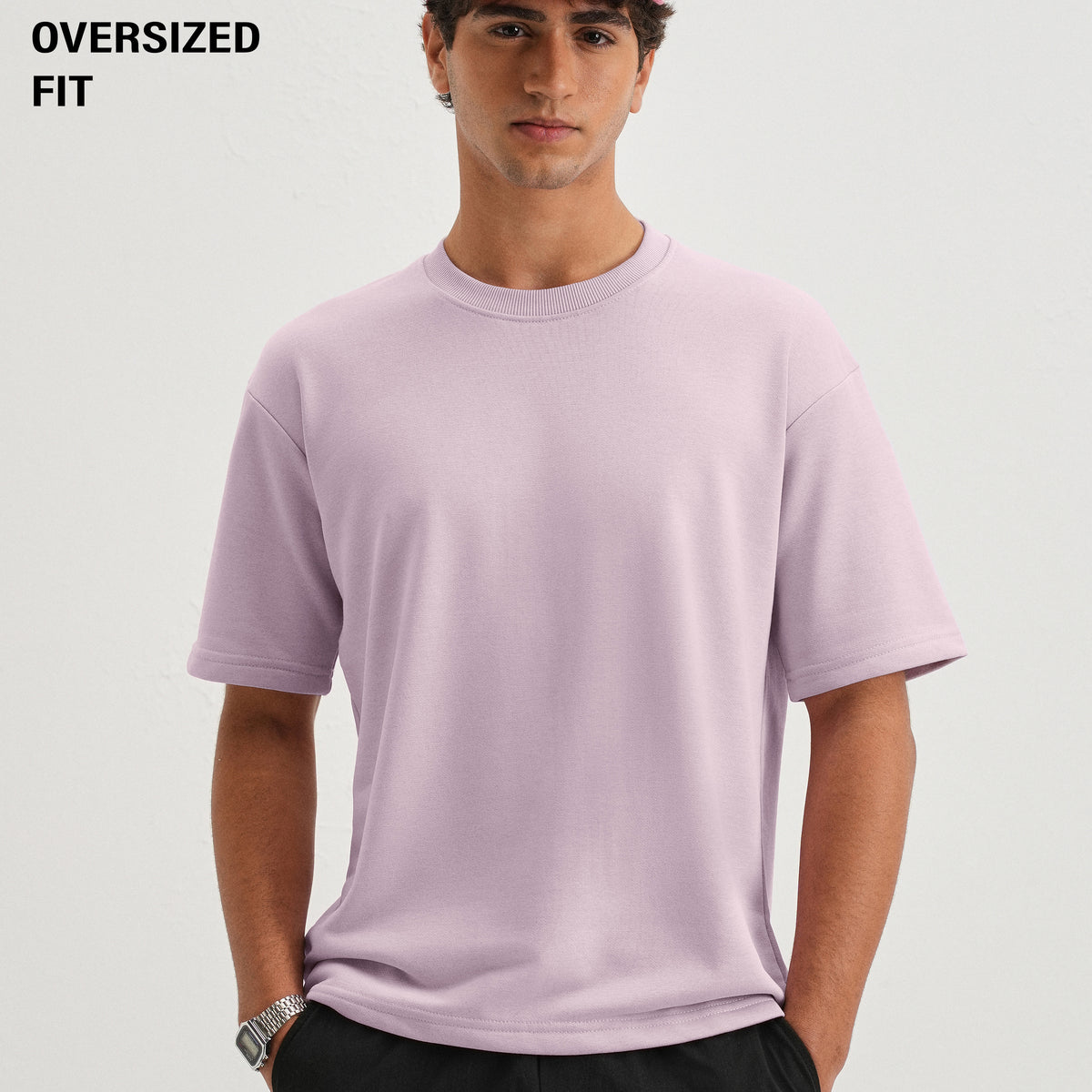 Thistle Violet Plain Oversized Basic T-shirt