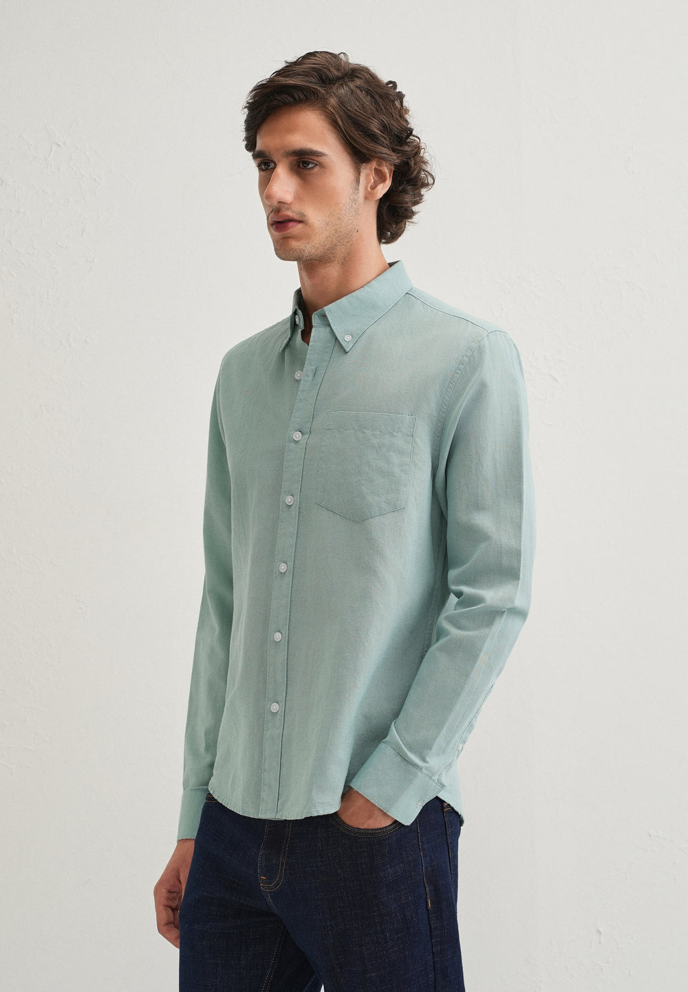 Tiffany Blue Cotton Linen Shirt