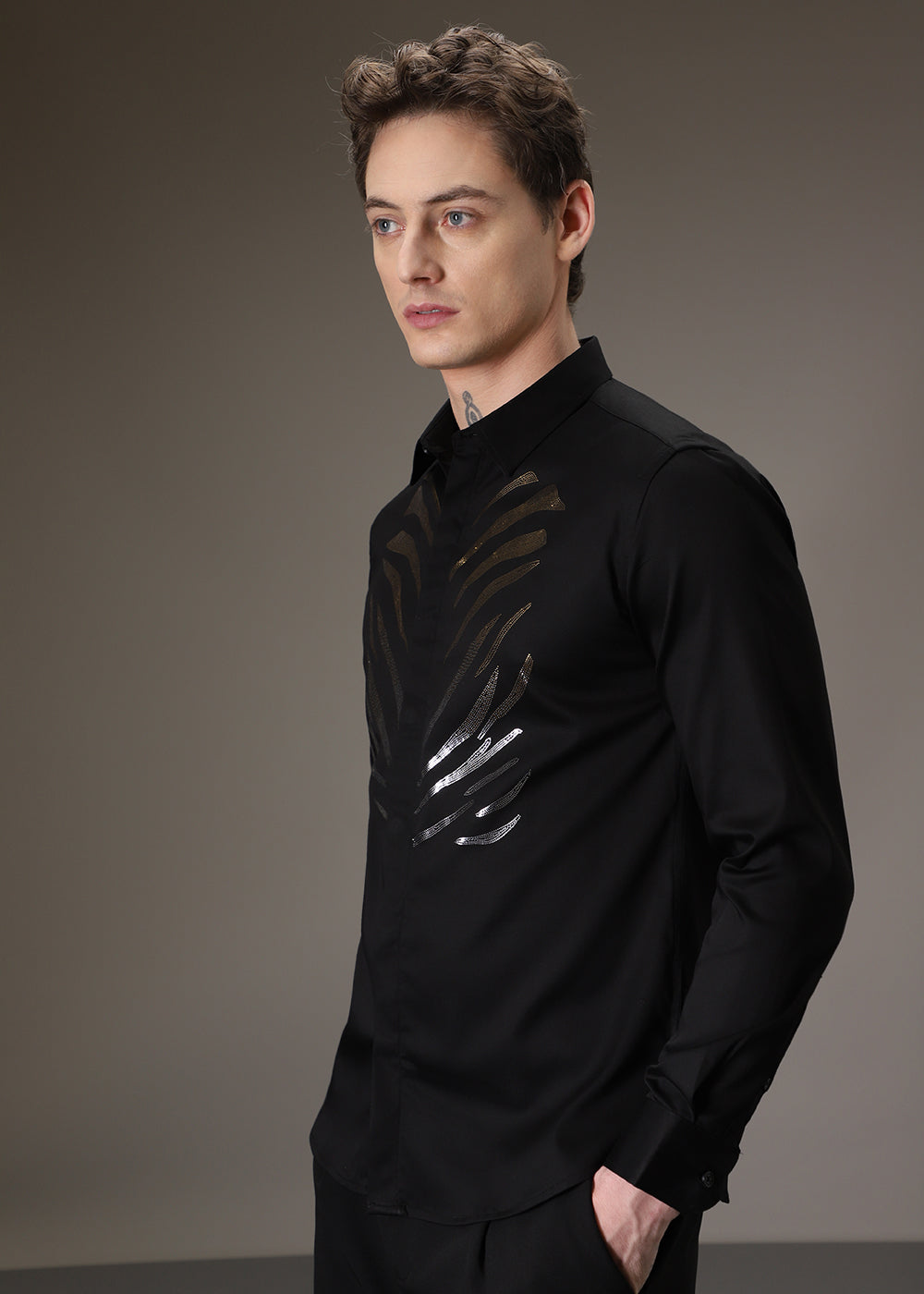 Tiger Stripe Black Designer Shirt
