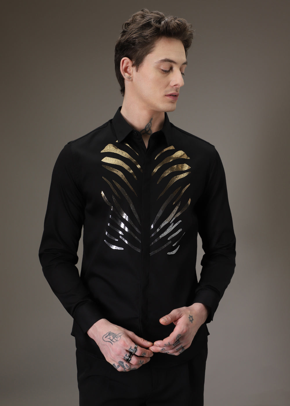 Tiger Stripe Black Designer Shirt