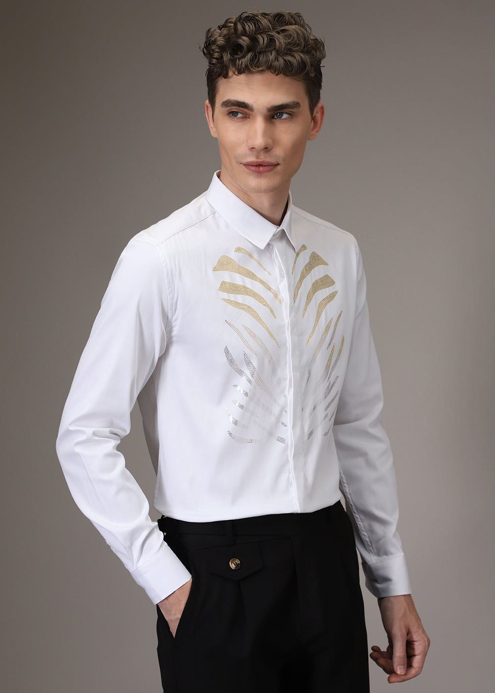 Tiger Stripe White Designer Shirt