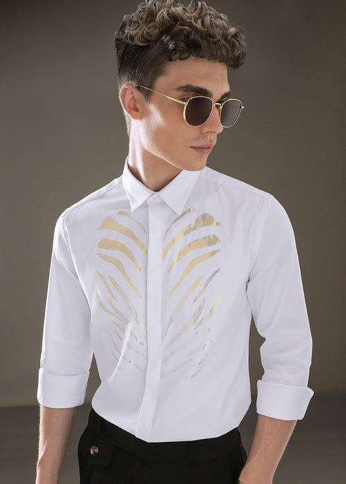 Tiger Stripe White Designer Shirt