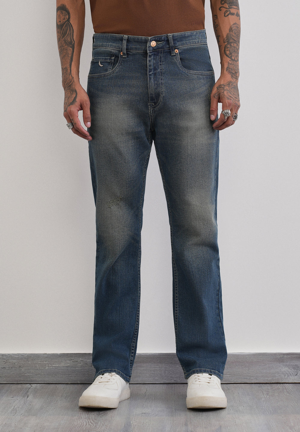Tinted Blue Straight Fit Jeans