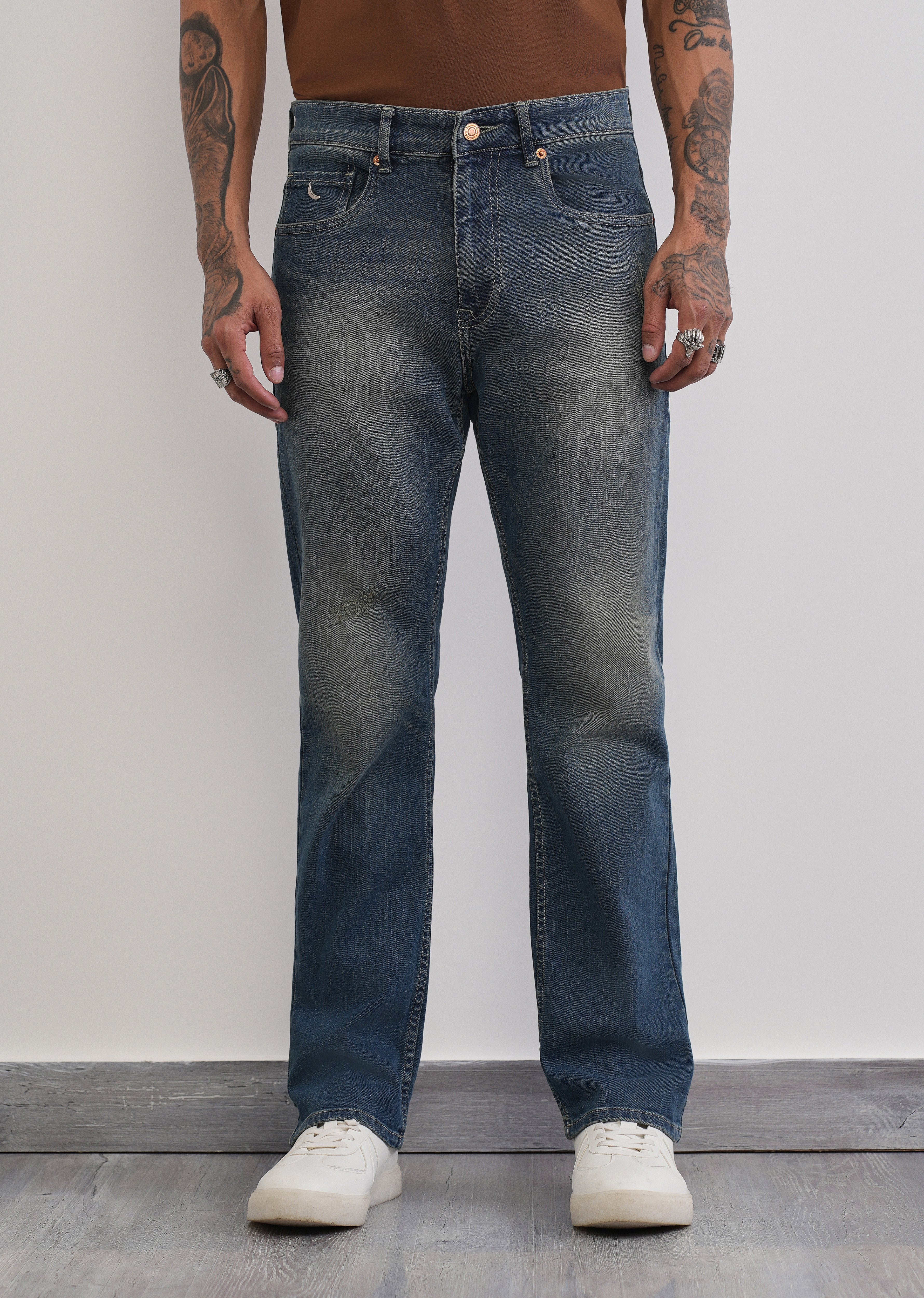 Tinted Blue Straight Fit Jeans