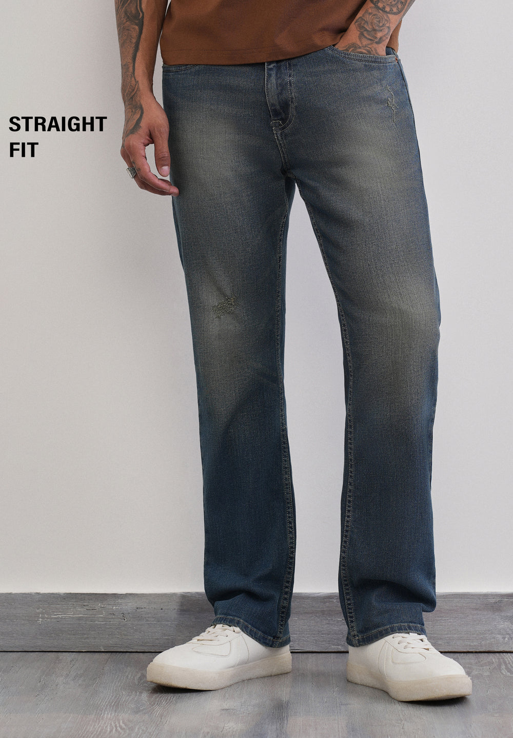 Tinted Blue Straight Fit Jeans