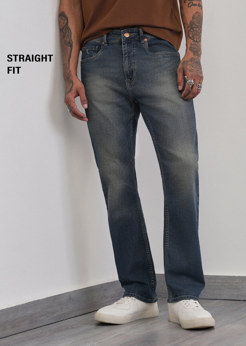 Tinted Blue Straight Fit Jeans