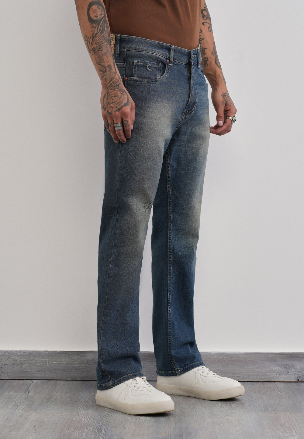 Tinted Blue Straight Fit Jeans