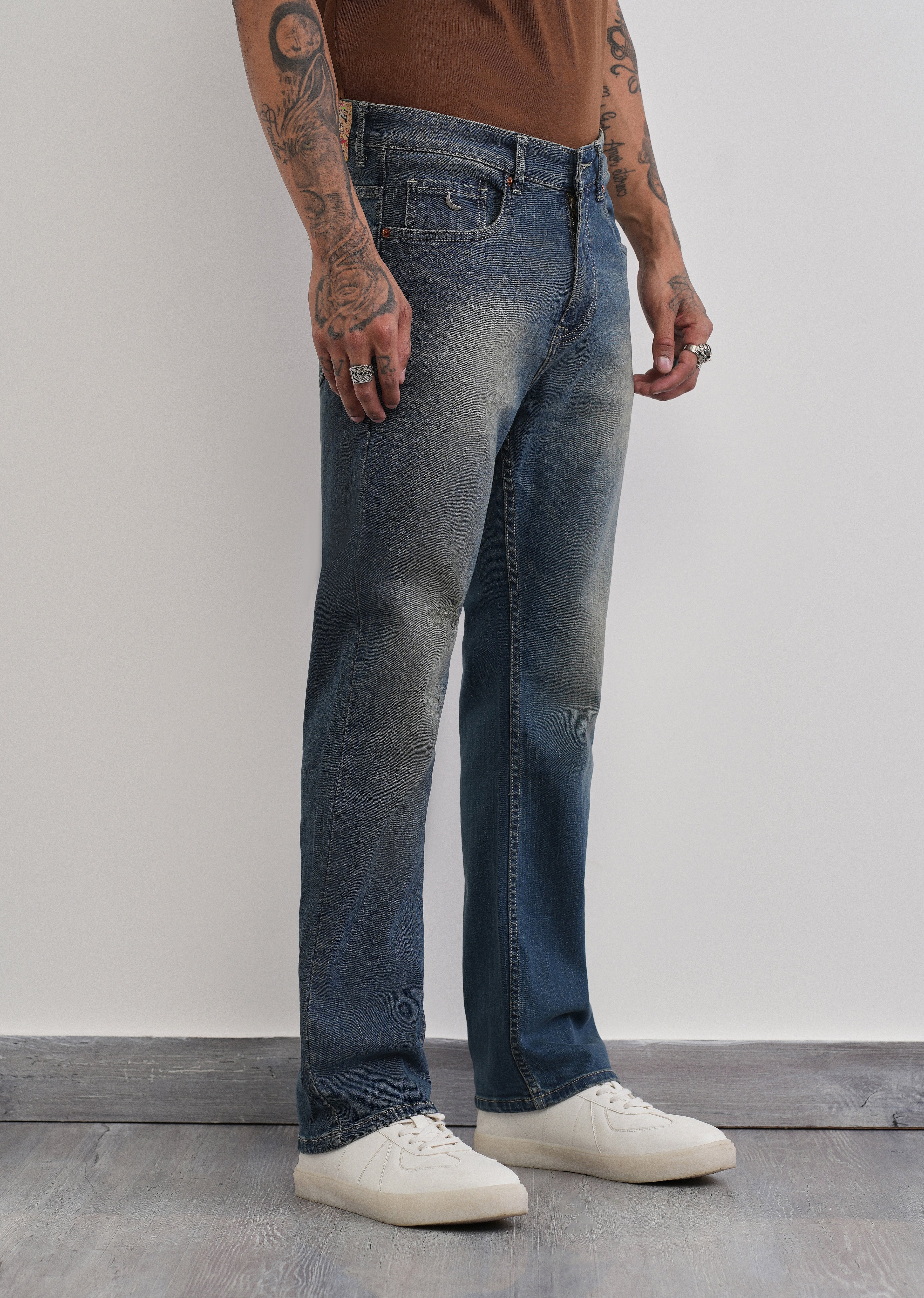 Tinted Blue Straight Fit Jeans