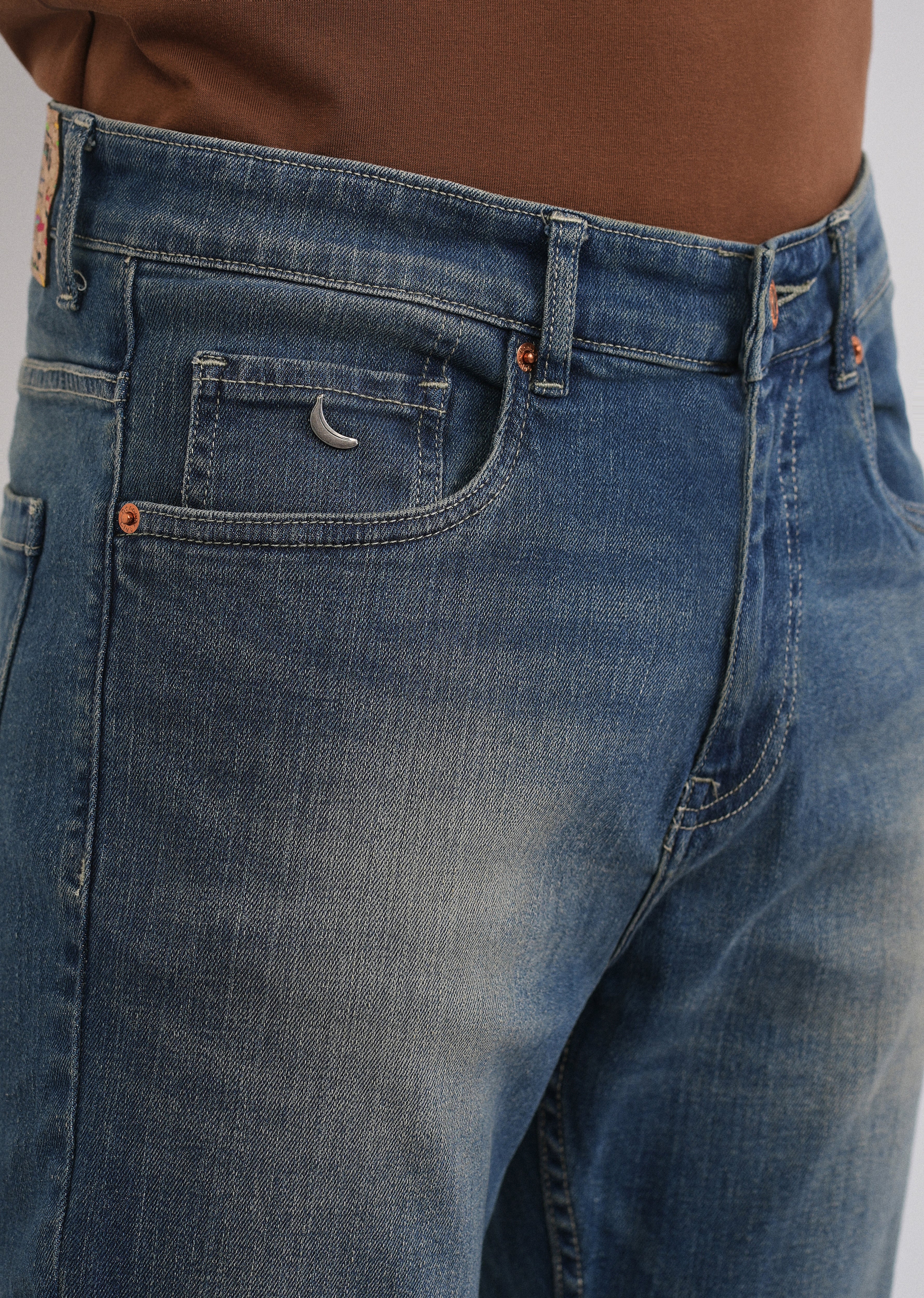 Tinted Blue Straight Fit Jeans