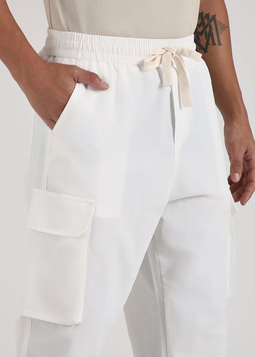 White Relaxed Fit Track Pant