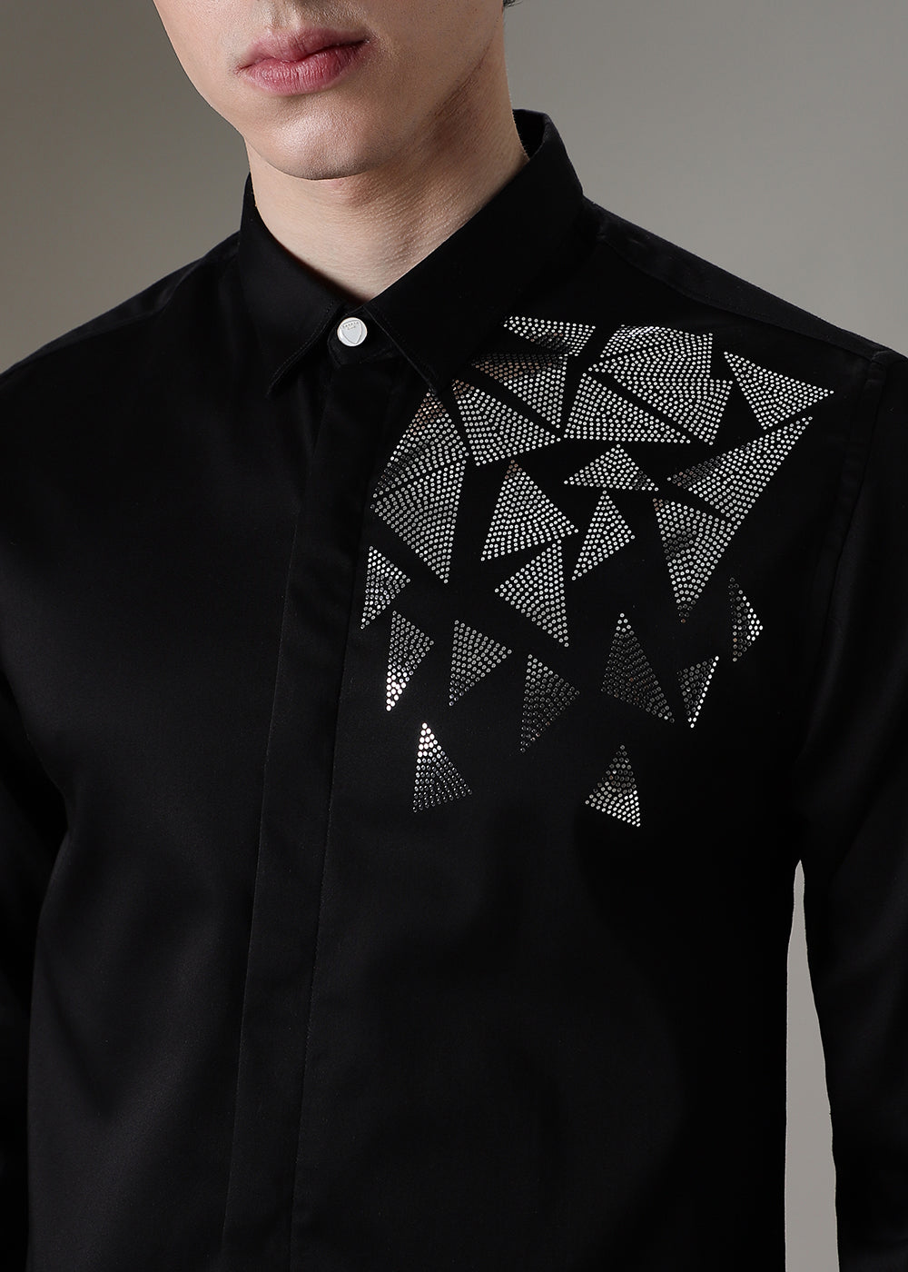 Triangle Grid Black Designer Shirt