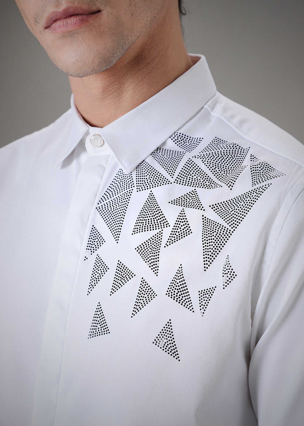 Triangle Grid White Designer Shirt