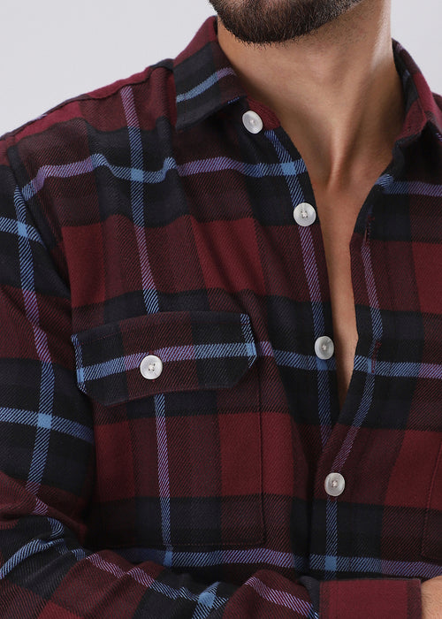 True Red Brushed Cotton Check Shirt