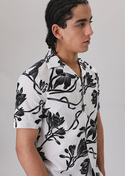 Tulip Black Print Popcorn Shirt