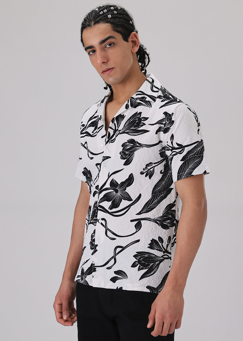 Tulip Black Print Popcorn Shirt