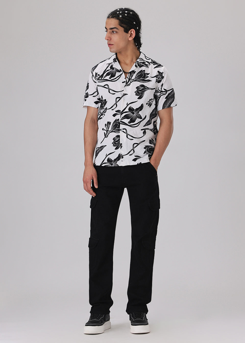 Tulip Black Print Popcorn Shirt