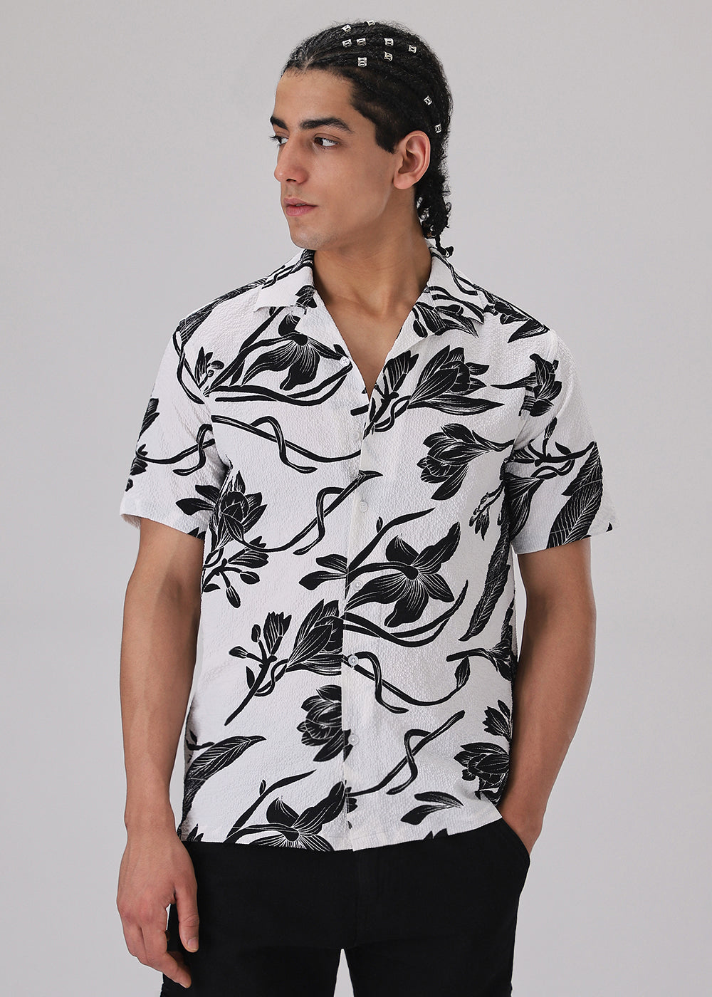 Tulip Black Print Popcorn Shirt