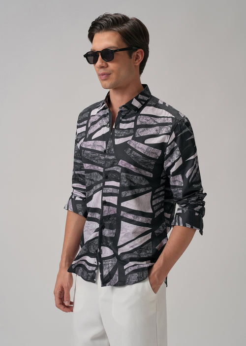 Turbulent Black Printed Shirt