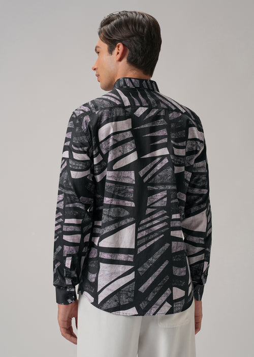 Turbulent Black Printed Shirt