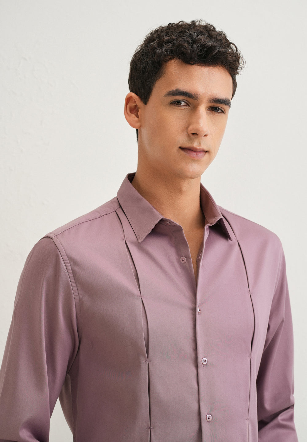 Twilight Lavender Front Panel Open Pleat Shirt