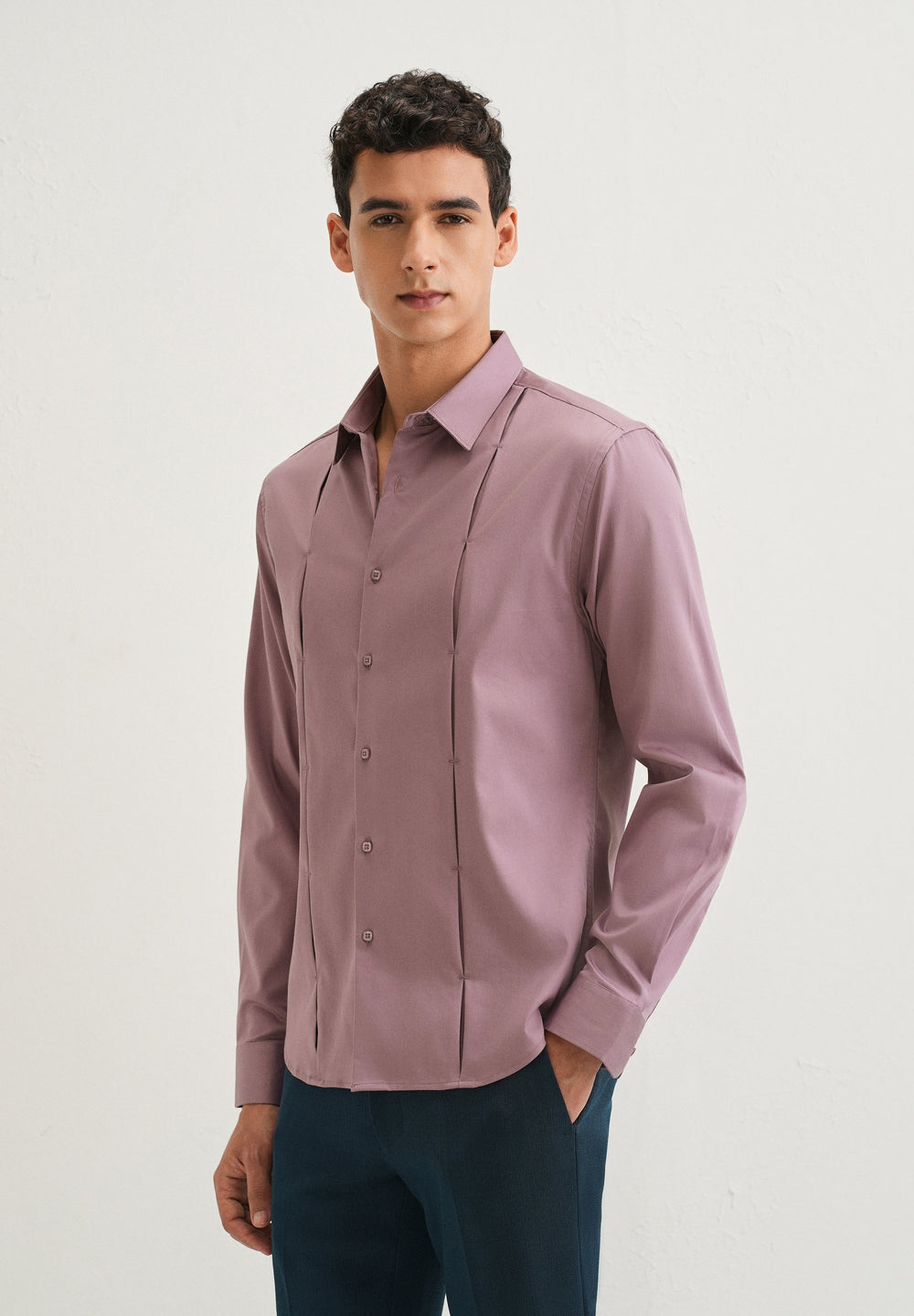 Twilight Lavender Front Panel Open Pleat Shirt